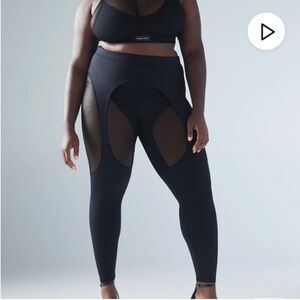 Savage X Fenty Pinup Leggings High Waisted Caviar Fishnet Cutout Black 3X NWT